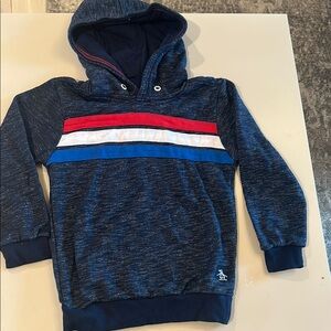 Original Penguin Red White and Blue Striped Hoodie Sweatshirt